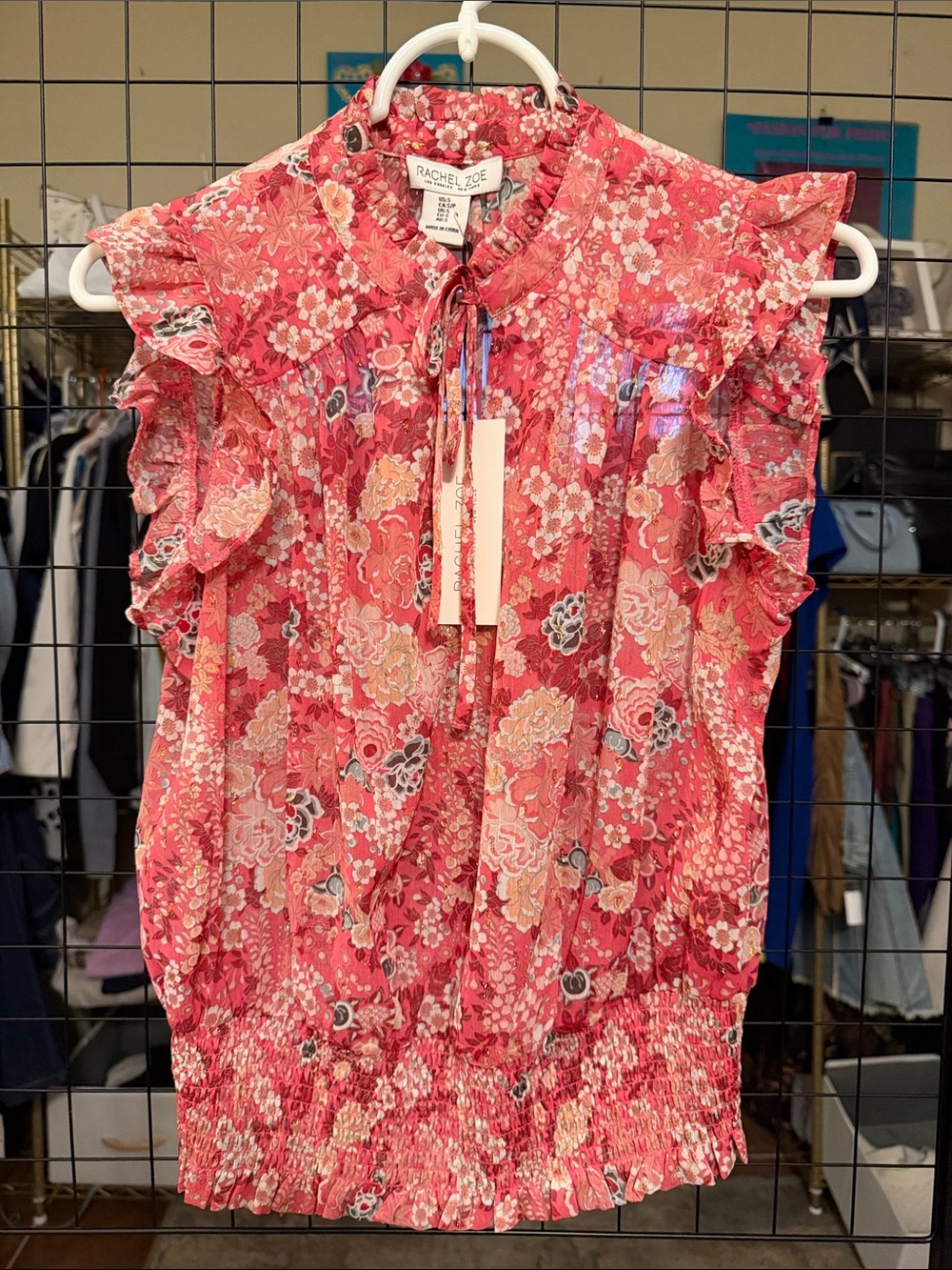 RACHEL ZOE NWT Floral Ruffle-Sleeve Top | Size S